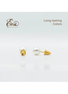 7 mm White Pearl With Gold Post Earring | Stainless Steel | 18K Gold Plated - pzsku/Z2D85A00C69B205B2C166Z/45/_/1736336739/38eccfc6-067f-4587-9ba9-8767334deee3