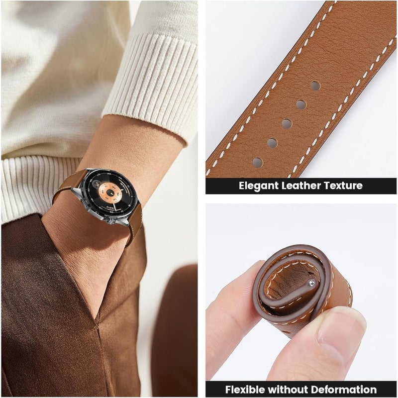 22mm Leather Strap Compatible with Huawei Watch GT 6Pro/GT6/GT5/GT4/GT3 46mm Series Quick Release 22mm Straps for Amazfit bip 6/Garmin Venu3/Venu4 45mm/Forerunner 265/255 Band - Image 5