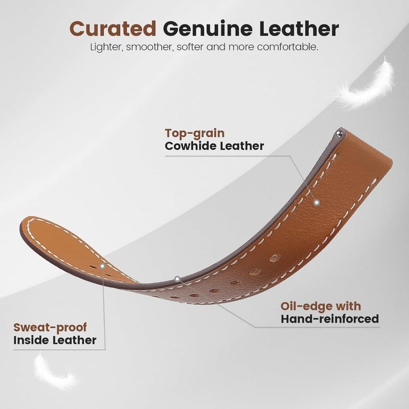 22mm Leather Strap Compatible with Huawei Watch GT 6Pro/GT6/GT5/GT4/GT3 46mm Series Quick Release 22mm Straps for Amazfit bip 6/Garmin Venu3/Venu4 45mm/Forerunner 265/255 Band - Image 4