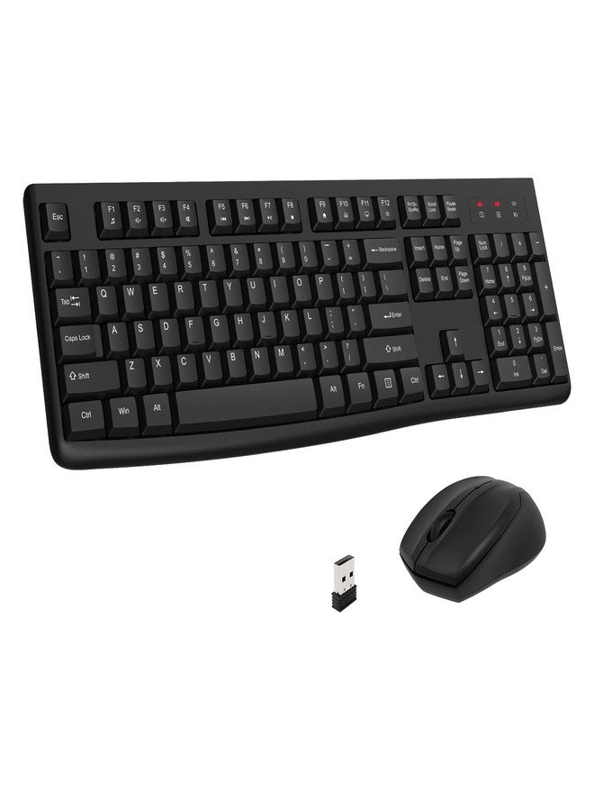 EDJO Wireless Keyboard and Mouse Combo, Full-Sized 2.4GHz USB Computer Wireless Keyboard and Wireless Optical Mouse for Windows, Mac, Laptop/Desktop/PC - Image 1