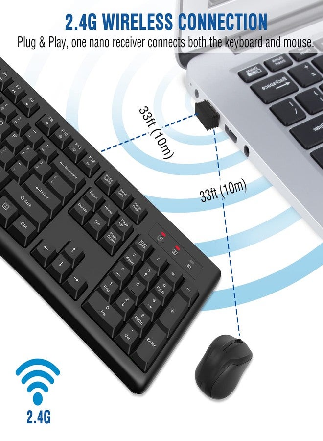 EDJO Wireless Keyboard and Mouse Combo, Full-Sized 2.4GHz USB Computer Wireless Keyboard and Wireless Optical Mouse for Windows, Mac, Laptop/Desktop/PC - Image 4
