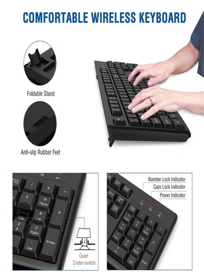 EDJO Wireless Keyboard and Mouse Combo, Full-Sized 2.4GHz USB Computer Wireless Keyboard and Wireless Optical Mouse for Windows, Mac, Laptop/Desktop/PC - Image 2