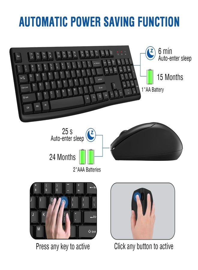 EDJO Wireless Keyboard and Mouse Combo, Full-Sized 2.4GHz USB Computer Wireless Keyboard and Wireless Optical Mouse for Windows, Mac, Laptop/Desktop/PC - Image 5