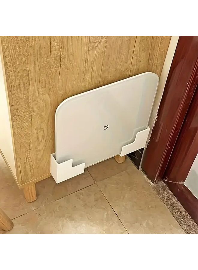 White 2pcs No Drill Wall Mounted Scale Storage Rack Bathroom Home Gym Organizer - Image 4