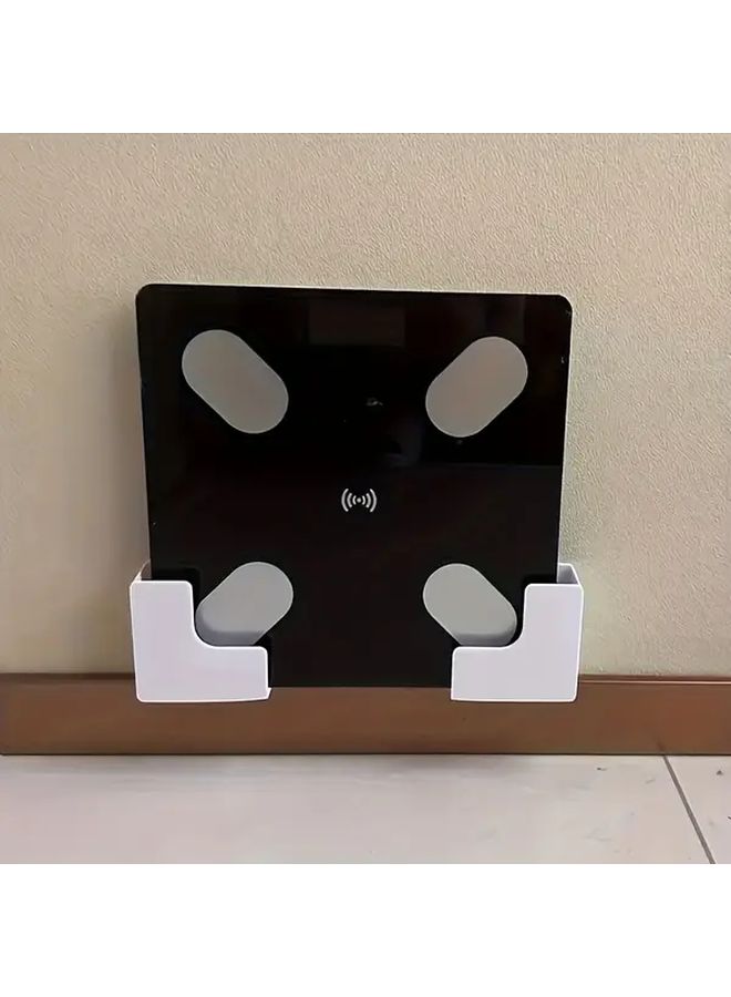 White 2pcs No Drill Wall Mounted Scale Storage Rack Bathroom Home Gym Organizer - Image 5