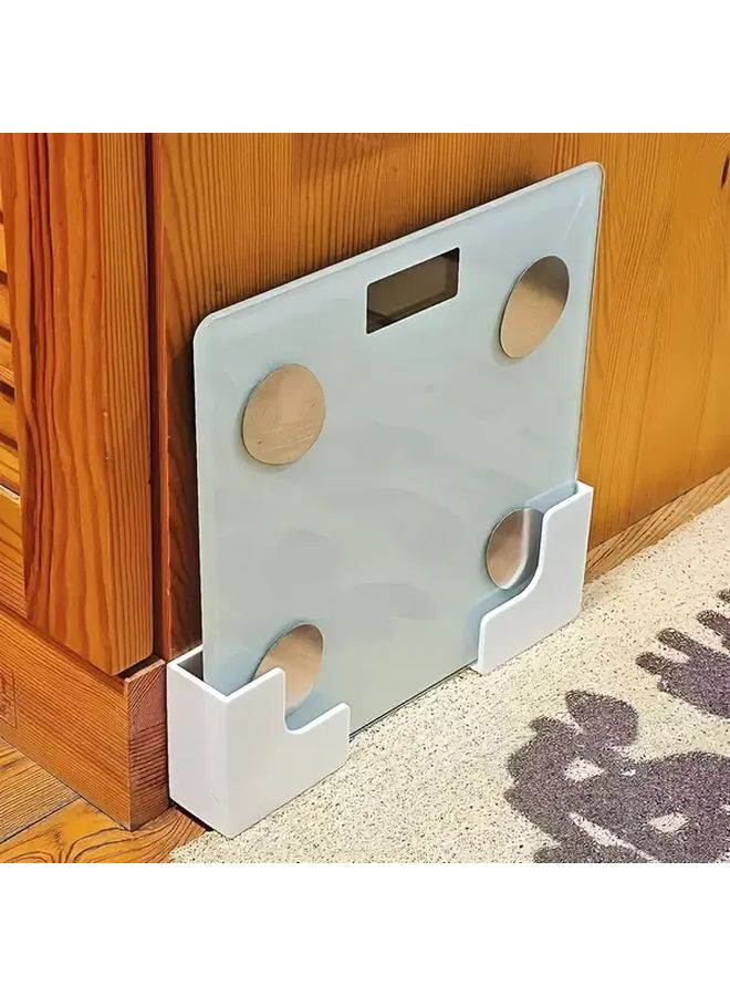 White 2pcs No Drill Wall Mounted Scale Storage Rack Bathroom Home Gym Organizer - Image 1