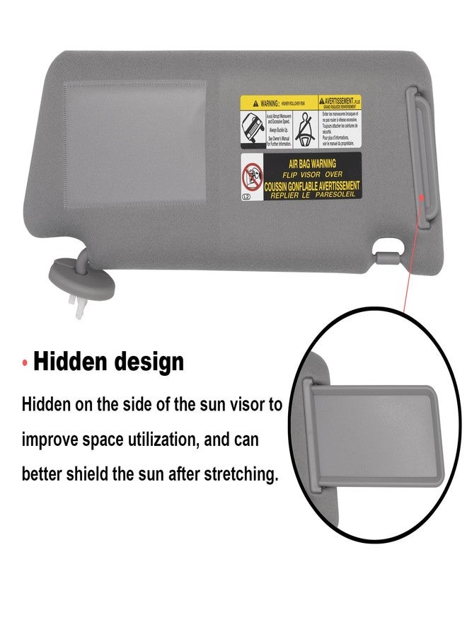 NHILES Driver Left Side Sun Visor Replacement Fits for Toyota Tacoma 2005-2015 Sunshade with Light 7432004210B0 Color Gray - Image 5