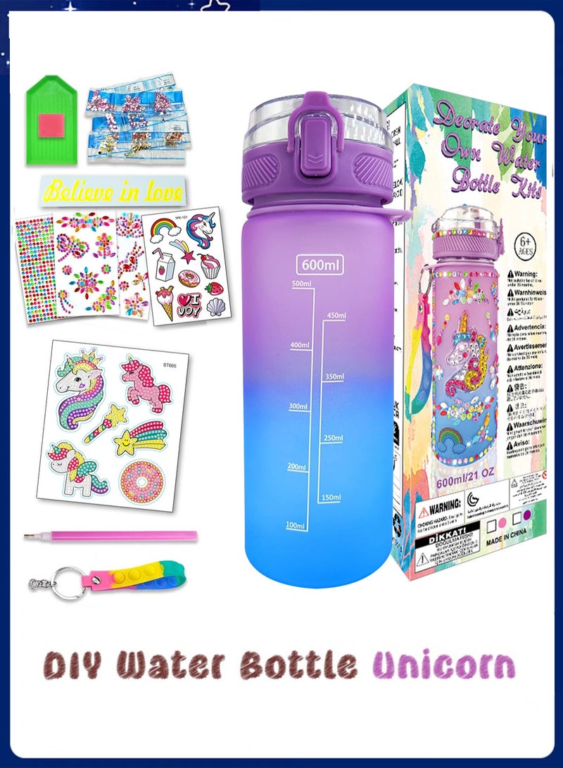 Decorate Your Own Water Bottle Kits for Girls Ages 3+, Fun Arts and Crafts Gift Toys, Unicorn Gem Diamond Painting Crafts Kits, Fun Arts and Crafts Gifts Toys for Girls Birthday - Image 1