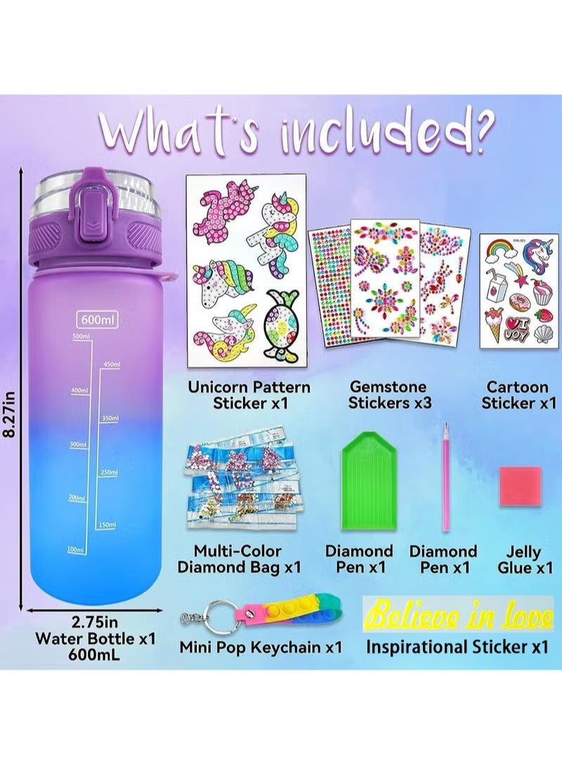 Decorate Your Own Water Bottle Kits for Girls Ages 3+, Fun Arts and Crafts Gift Toys, Unicorn Gem Diamond Painting Crafts Kits, Fun Arts and Crafts Gifts Toys for Girls Birthday - Image 2