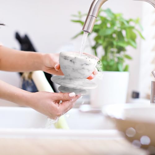 TABHOUKIT Butter Crock with Lid, Soft Spreadable Butter keeper, Marble French Butter Keeper to Leave On Counter, Butter Dish, Home and Kitchen Decor for Countertop (White Grey, Large) - Image 5