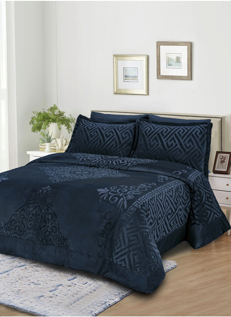 Master Home Textile - Velvet Comforter Sets, 7 Pcs King Size, Fits 200 x 200 cm Double Size Bed, With Removable Filling, Soft, Warm - Image 1