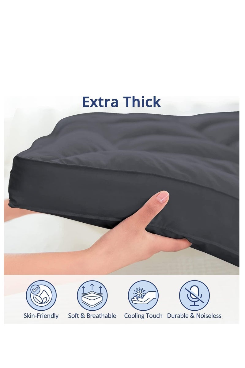 Pioneer Home Super Soft Fabric Mattress Topper Hotel Luxury Fluffy Soft Comfortable Breathable 600 GSM Extra Thick Bed Topper With Elastic Bands Gray - Image 4