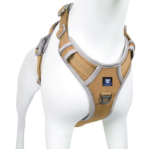 HANK Dog Harness | 4 Adjustable Buckles | Strong Metal Hook | Soft Handle | Dog Chest Belt for Large Dogs (Khaki - Grey - XL (35-65Kg) - Image 1