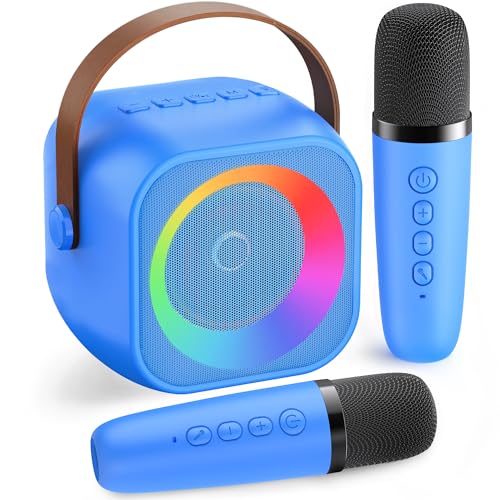 BEILIHART Mini Karaoke Machine for Kids Adults: Portable Bluetooth Karaoke Speaker with 2 Wireless Microphones, Karaoke Gifts for Girls Boys Ages 4-12+ Years Old Christmas Birthday Home Party(Navy Blue) - Image 1