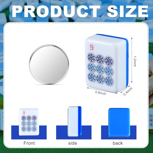 Arrowbash Christmas 160 Pcs Chinoiserie Mahjong Tile Set 12 x 08 Inches Melamine Blue Back American Mahjong Only Travel Ma Jiang Tiles for Adult Classic Board for Family Night - Image 5