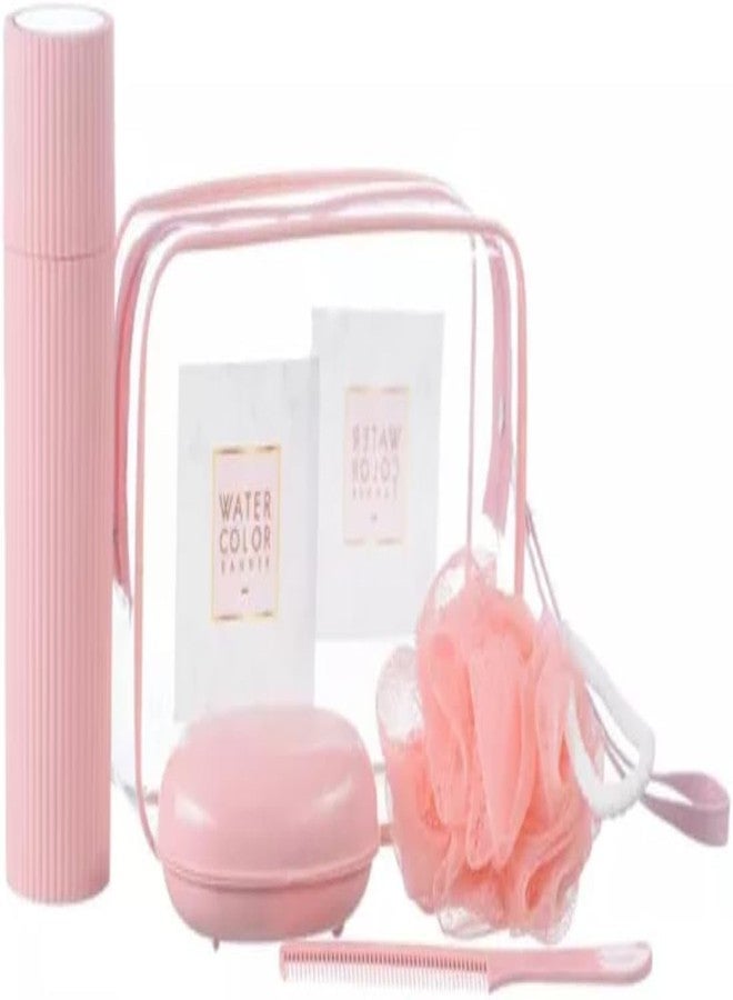 GROPOTIT Transparent Cosmetic Bag Waterproof Toiletries Case Makeup Pouch with Zipper Bathroom Accessorries Storage Bag Handle Fashionable Travel Bag for Toiletries (Pink) - Image 2