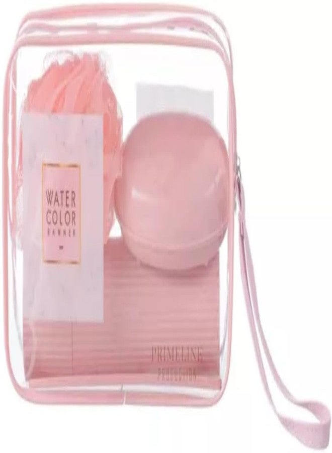 GROPOTIT Transparent Cosmetic Bag Waterproof Toiletries Case Makeup Pouch with Zipper Bathroom Accessorries Storage Bag Handle Fashionable Travel Bag for Toiletries (Pink) - Image 1