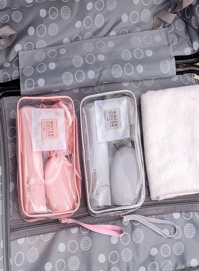 GROPOTIT Transparent Cosmetic Bag Waterproof Toiletries Case Makeup Pouch with Zipper Bathroom Accessorries Storage Bag Handle Fashionable Travel Bag for Toiletries (Pink) - Image 4