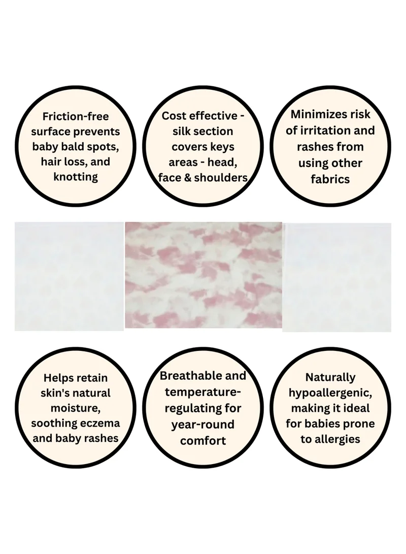 Silk Me Pink Sky Silk Me 100% Pure Mulberry Silk Crib Sleeve for Baby 22 Momme - Bald Spots, Hair Loss & Knotting Prevention - Silk Sheet Slip for Cots - Mattress 60x120 cm - Pink Sky  | Best Price UAE