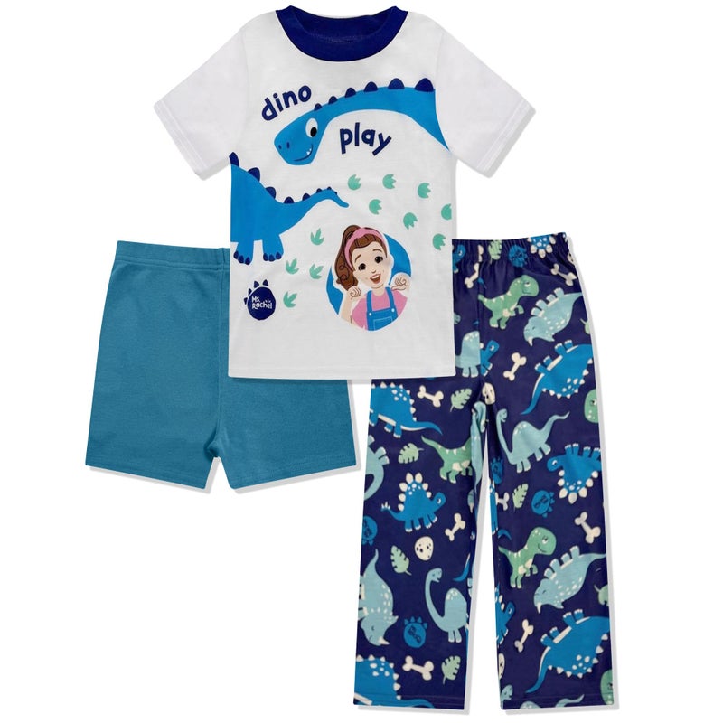Ms. Rachel Boys Pajama Set - 3 Piece Sleepwear Set with Pants, Shirt & Shorts - Girls & Boys Toddler Pjs - Official Product - Image 1
