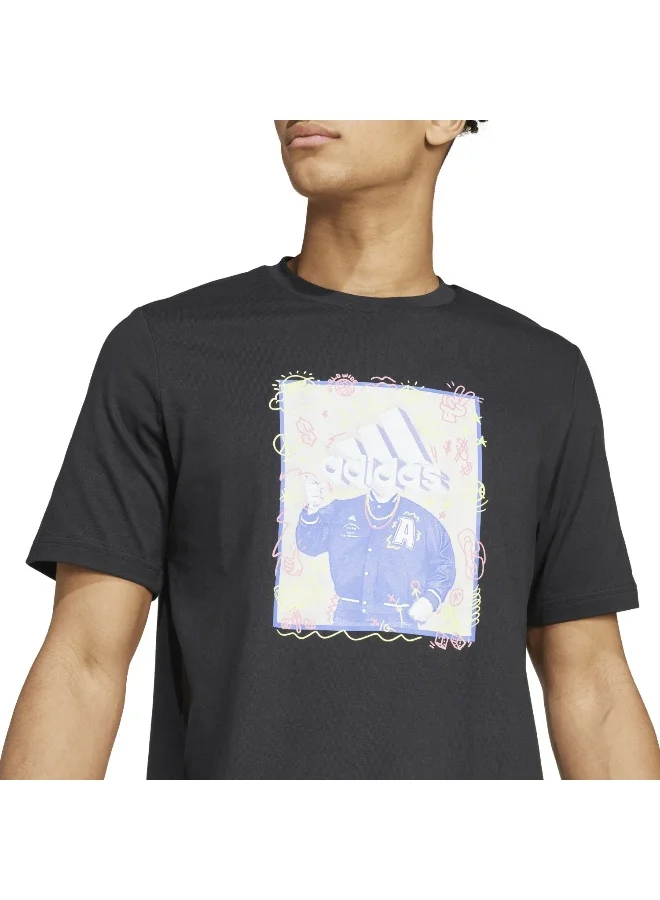Adidas M Doodle T Black Training T-Shirts XS