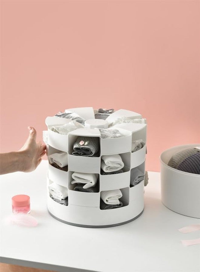 Megika 3 Layer Rotating Multi-Layer Storage Basket | 360° Turntable Organizer for Kitchen, Bathroom & Office | Space-Saving Plastic Storage Rack - Image 5