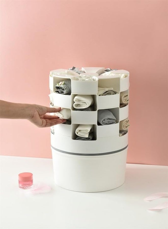 Megika 3 Layer Rotating Multi-Layer Storage Basket | 360° Turntable Organizer for Kitchen, Bathroom & Office | Space-Saving Plastic Storage Rack - Image 4