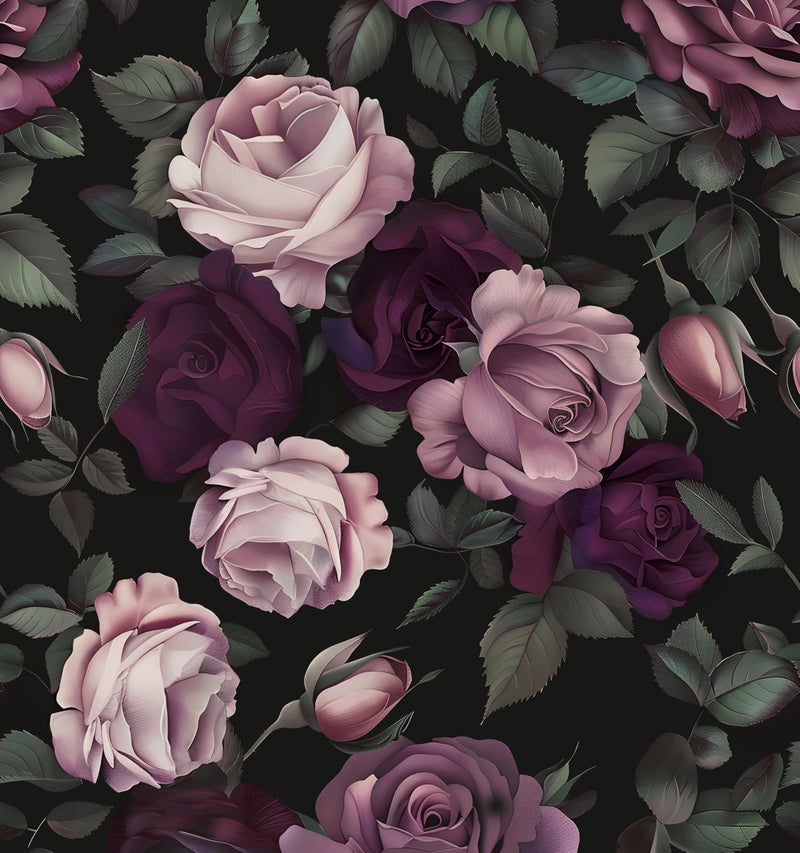 Laatse Purple Floral Peel and Stick Wallpaper Vintage Rose Contact Paper 175x118inches Removable Self Adhesive Modern Wall Paper for Bathroom Walls Decor Cabinet Renter Friendly - Image 2
