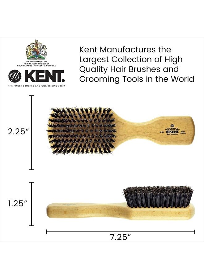 Kent OG2 Beechwood Hair Brush and Facial Brush for Beard Care - Exfoliating Natural Boar Bristle Brush for Mens Grooming, Hair Care, and Beard Straightener for Men's Skin Care - Image 2