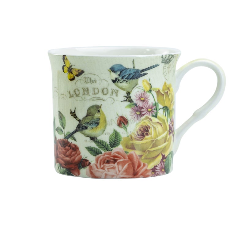 Grace Teaware Bone China Coffee Tea Mugs 10-Ounce, Assorted (Botanical Bird Garden), 4 Count (Pack of 1) - Image 5