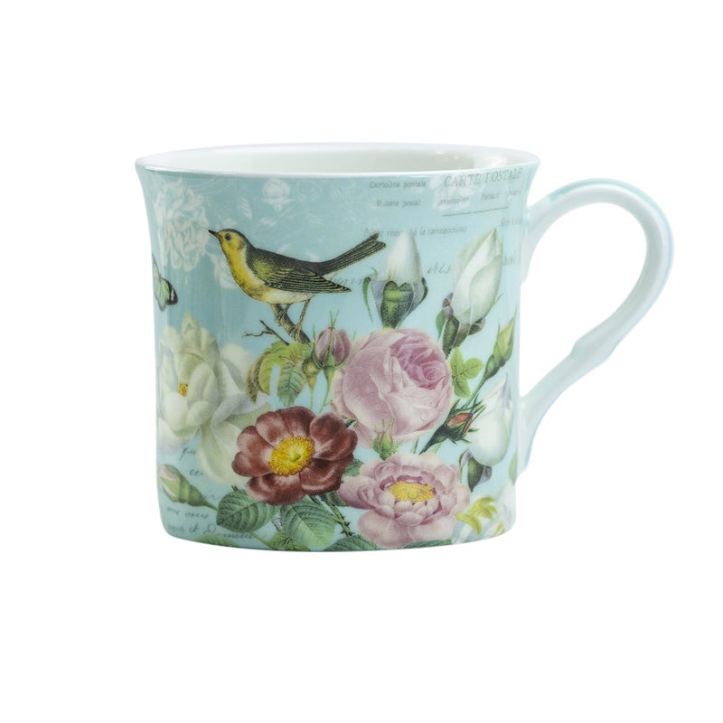 Grace Teaware Bone China Coffee Tea Mugs 10-Ounce, Assorted (Botanical Bird Garden), 4 Count (Pack of 1) - Image 3