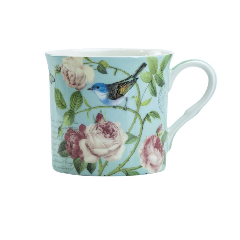 Grace Teaware Bone China Coffee Tea Mugs 10-Ounce, Assorted (Botanical Bird Garden), 4 Count (Pack of 1) - Image 4