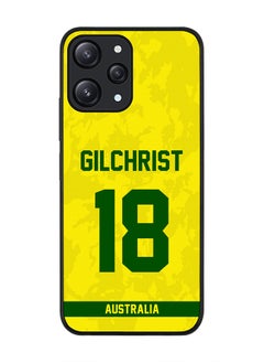 Cover for Xiaomi Redmi 12 4G Case, Rugged Black Slim Fit Soft Flexible Thin Protective Phone Cases - Player Name - Adam Gilchrist, Jersey Number- 18