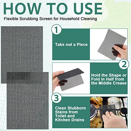Skyley 12 Pack Flexible Scrubbing Screen Cleaning Mesh for Household 55 x 4 Inch Cleaner Toilet Hard Water Ring Remover Scouring Pad Abrasive Grit Cleaning Screen for Remove Carbon Rust and Scale - Image 5