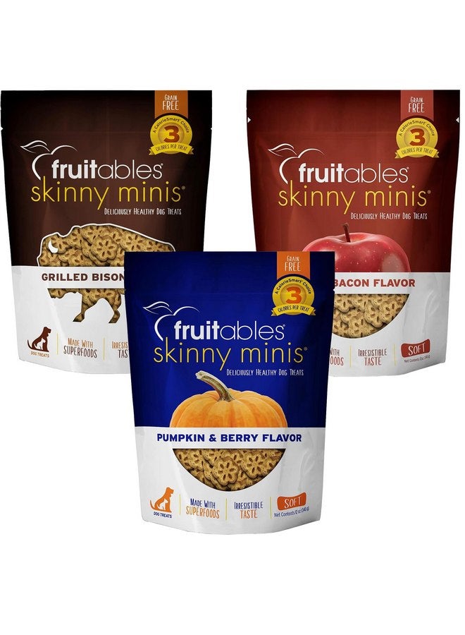 Fruitables Skinny Mini Low Calorie Dog Treats, Healthy Soft Dog Treats for Senior Dogs or Pups, Training Sweet Potato Dog Treats, 12 oz (Variety) - Image 1
