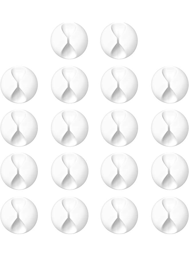 promass 18 Pack Mini Cable Clips, Cord Organizer Holder Adhesive Cord Management Charger Wire Holder Clips for Desk, Home, Office, Car, Cubicle, Nightstand - White - Image 1