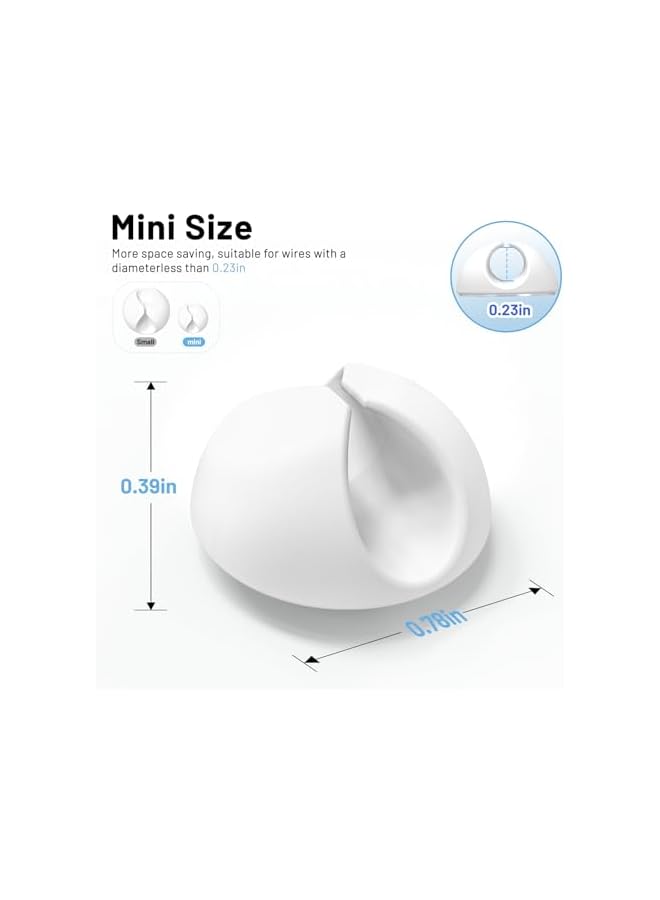 promass 18 Pack Mini Cable Clips, Cord Organizer Holder Adhesive Cord Management Charger Wire Holder Clips for Desk, Home, Office, Car, Cubicle, Nightstand - White - Image 4