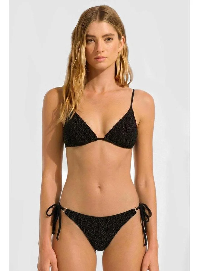 Aytuğ Black Mesh Triangular Bikini Set.