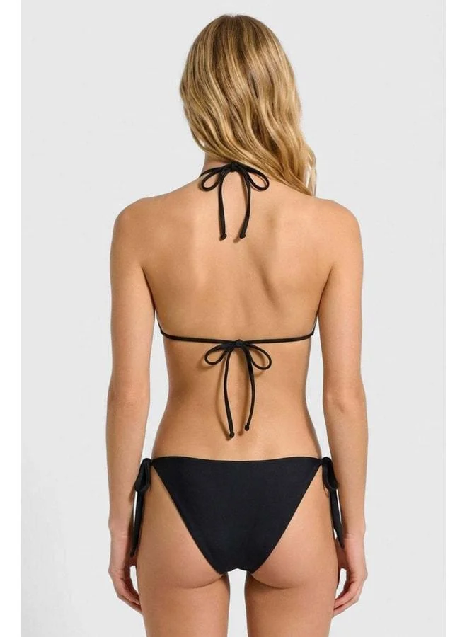 Aytuğ Black Mesh Triangular Bikini Set.
