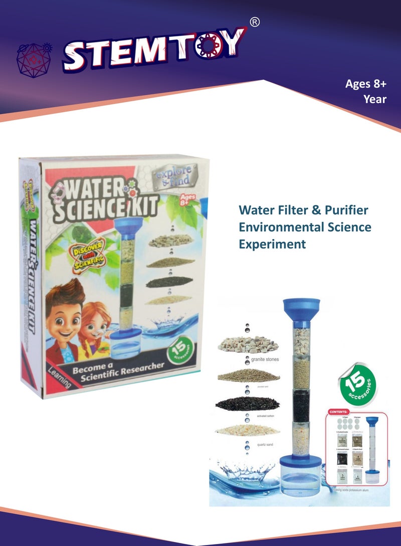 STEMTOY Water Filter & Purifier Environmental Experiment DIY Kit for Kids – STEM/ STEAM Educational Science Set, Interactive Science Learning for Ages 8+ Boys & Girls, School Supplies, Toys & Gifts  - Image 1