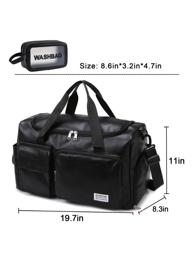 Chabeia 19.7" Large Gym Bag for Women and MEN, Travel Duffle Bag,with toiletry Bag,with Shoe Compartment,Dry Wet Separated, Luggage,Waterproof ,Travel Bag,Sport Duffle Bag ,for Sport, Yoga, Travel, Fitness, Overnight Weekend with Shoulder Strap,Black  - Image 2