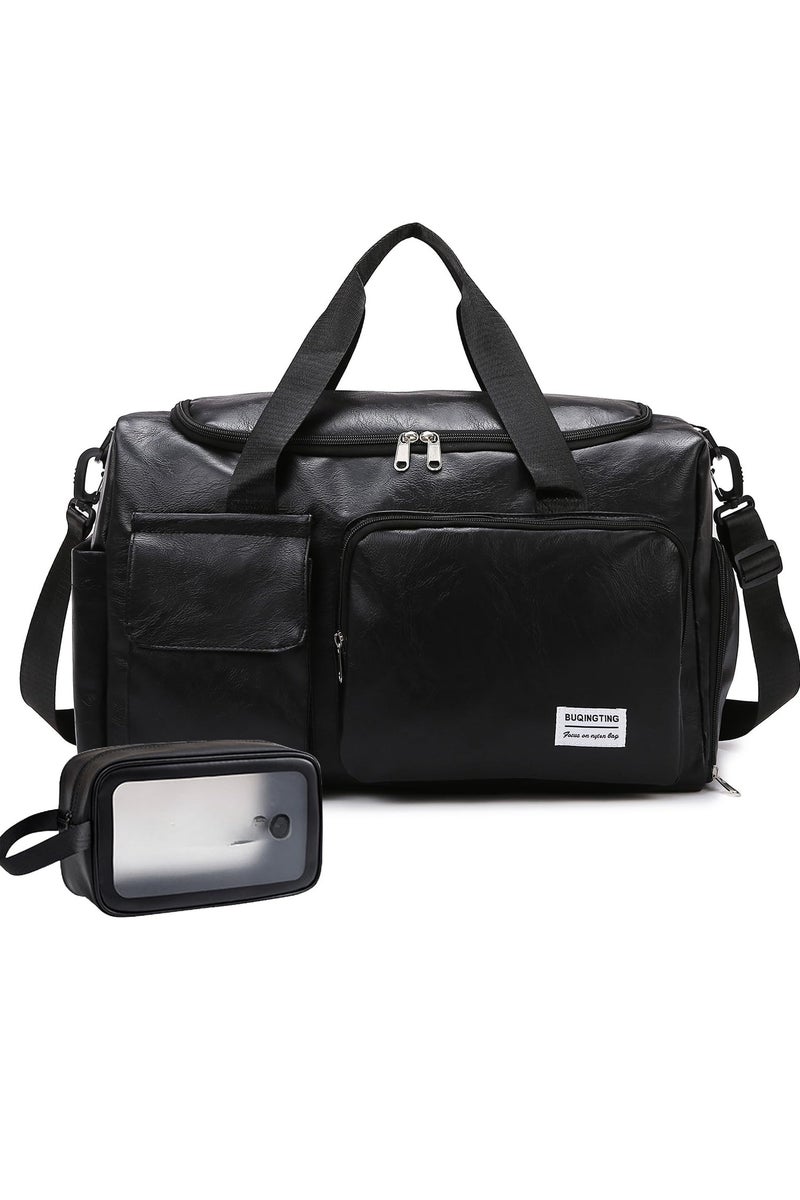 Chabeia 19.7" Large Gym Bag for Women and MEN, Travel Duffle Bag,with toiletry Bag,with Shoe Compartment,Dry Wet Separated, Luggage,Waterproof ,Travel Bag,Sport Duffle Bag ,for Sport, Yoga, Travel, Fitness, Overnight Weekend with Shoulder Strap,Black  - Image 1