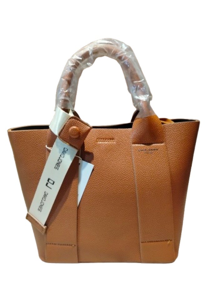 Luxury women's leather handbag, Havana color