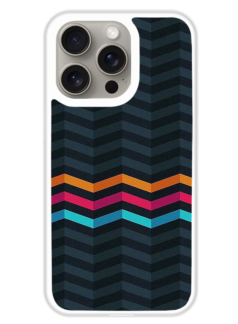 Theodor Protective Case Cover For APPLE IPHONE 15 Pro Lines (White Bumper) - Image 1