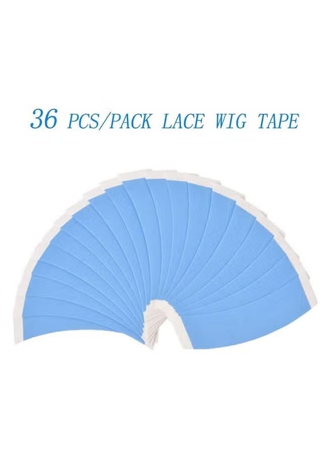 36 قطعة من شرائط لاصقة للشعر المستعار من الدانتيل المقاوم للماء - تثبيت قوي للغاية، بدون لمعان، لاصق مزدوج الجوانب غير مرئي للشعر المستعار، وقطع الشعر، والشعر المستعار (أزرق 1/4 بوصة) - Image 2
