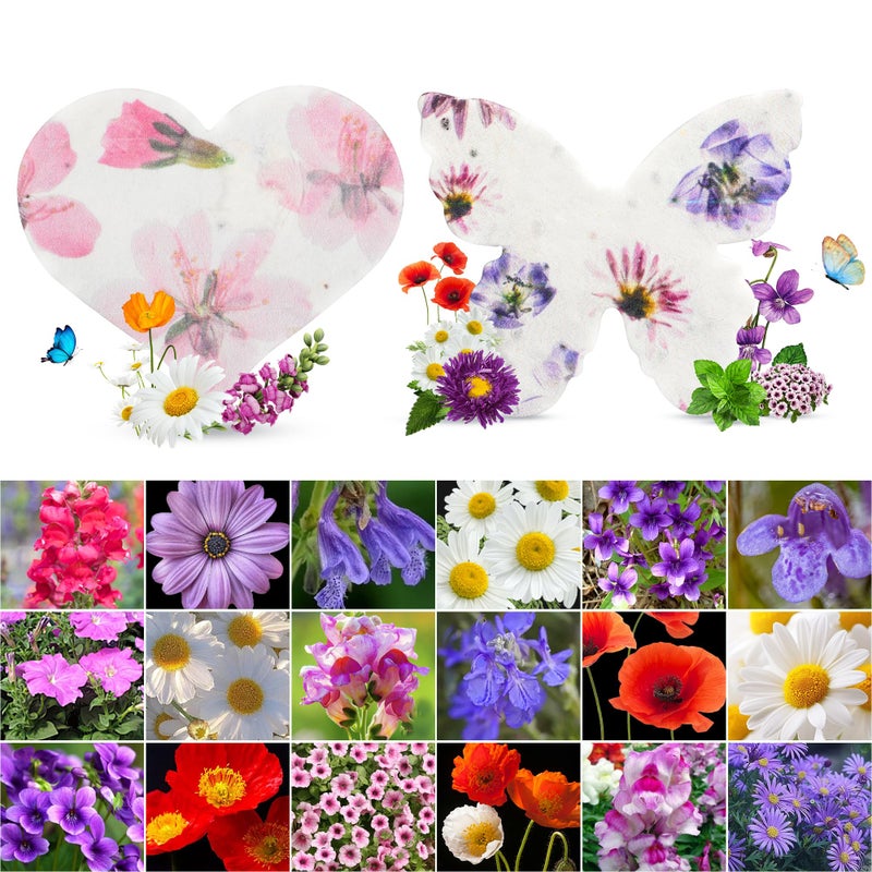 BuggyBeds 48PCS Plantable Seed Paper Hearts & Butterflies â€“ Wildflower Embedded Paper, Unique Gifts for Mothers, Garden Lovers, Weddings, Bridal Showers, Birthdays & Special Celebrations - Image 1