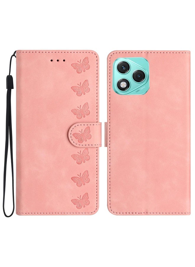 HuHa Case Cover For Honor 400 Lite Global Seven Butterflies Embossed Leather Phone Case(Pink) - Image 1
