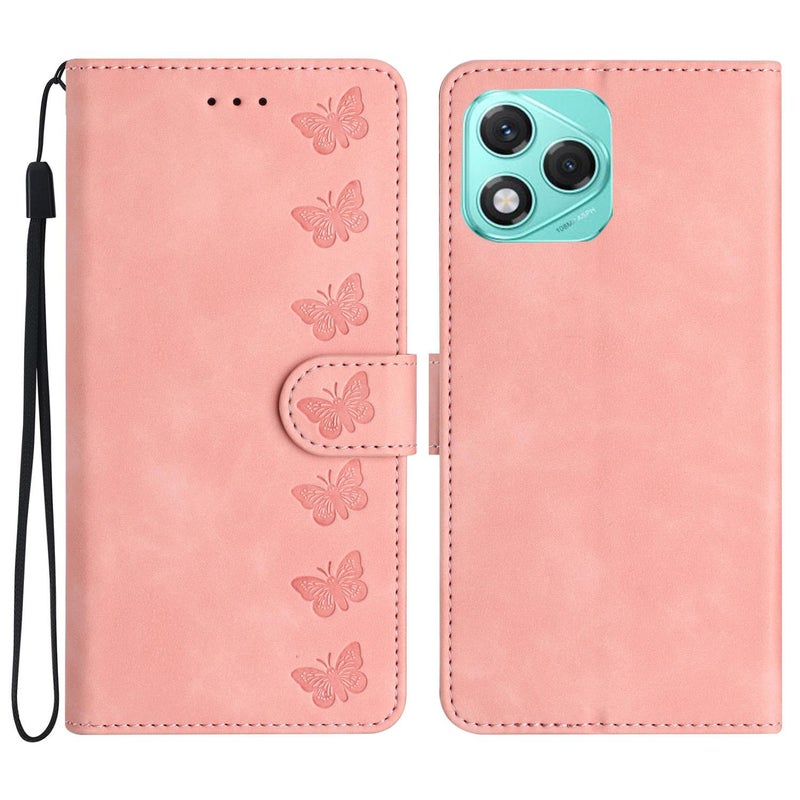 HuHa Case Cover For Honor 400 Lite Global Seven Butterflies Embossed Leather Phone Case(Pink) - Image 1
