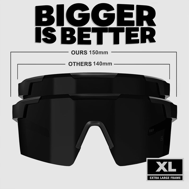 MAXJULI XL Z87 Sunglasses for Big Wide Heads Men TR90 Ultralight UV400 Protection Glasses Z8225 (Black/Super Dark) - Image 2