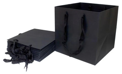 6 Piece Square Gift Bag Set 25x25x25 Cm Black